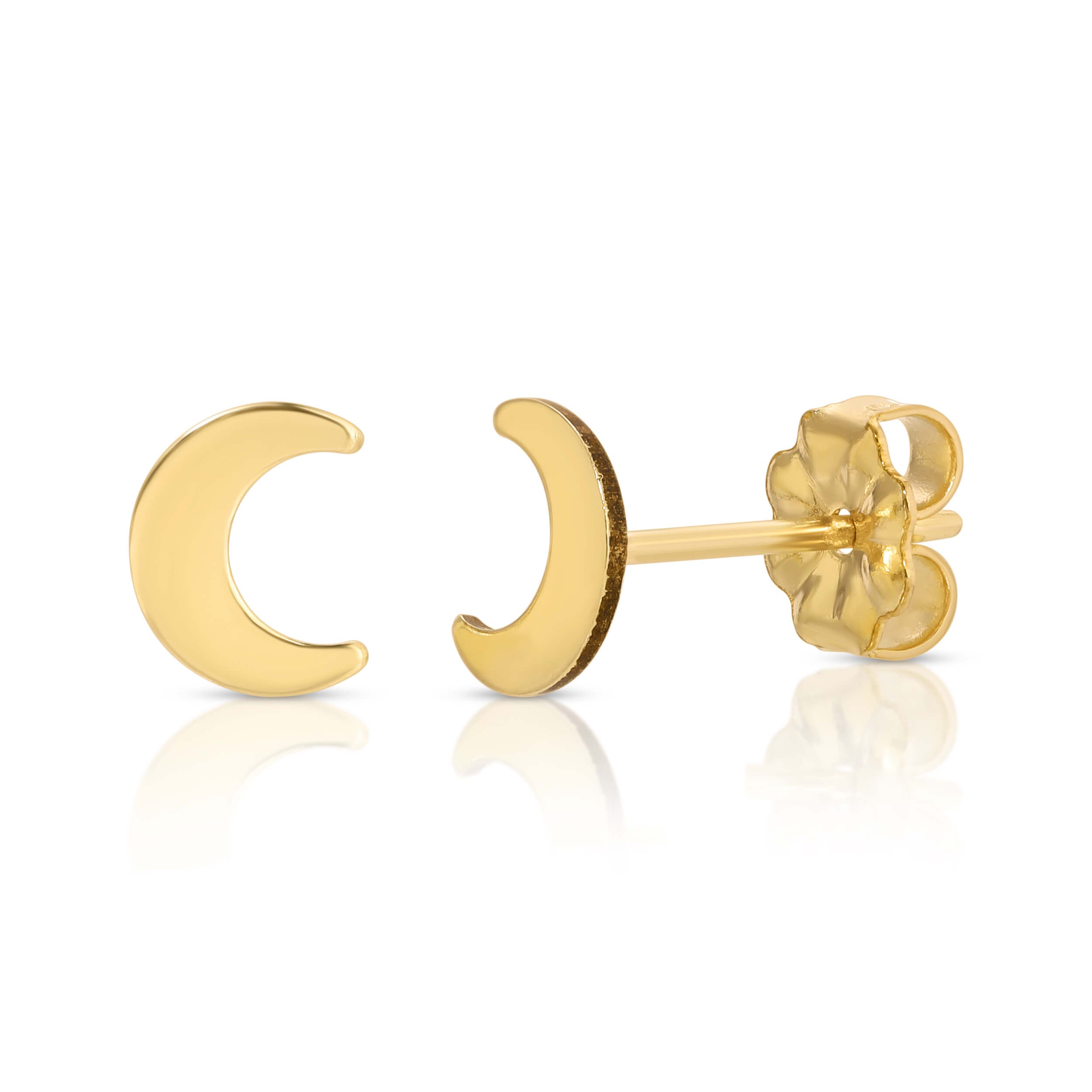 Gold crescent moon stud on sale earrings