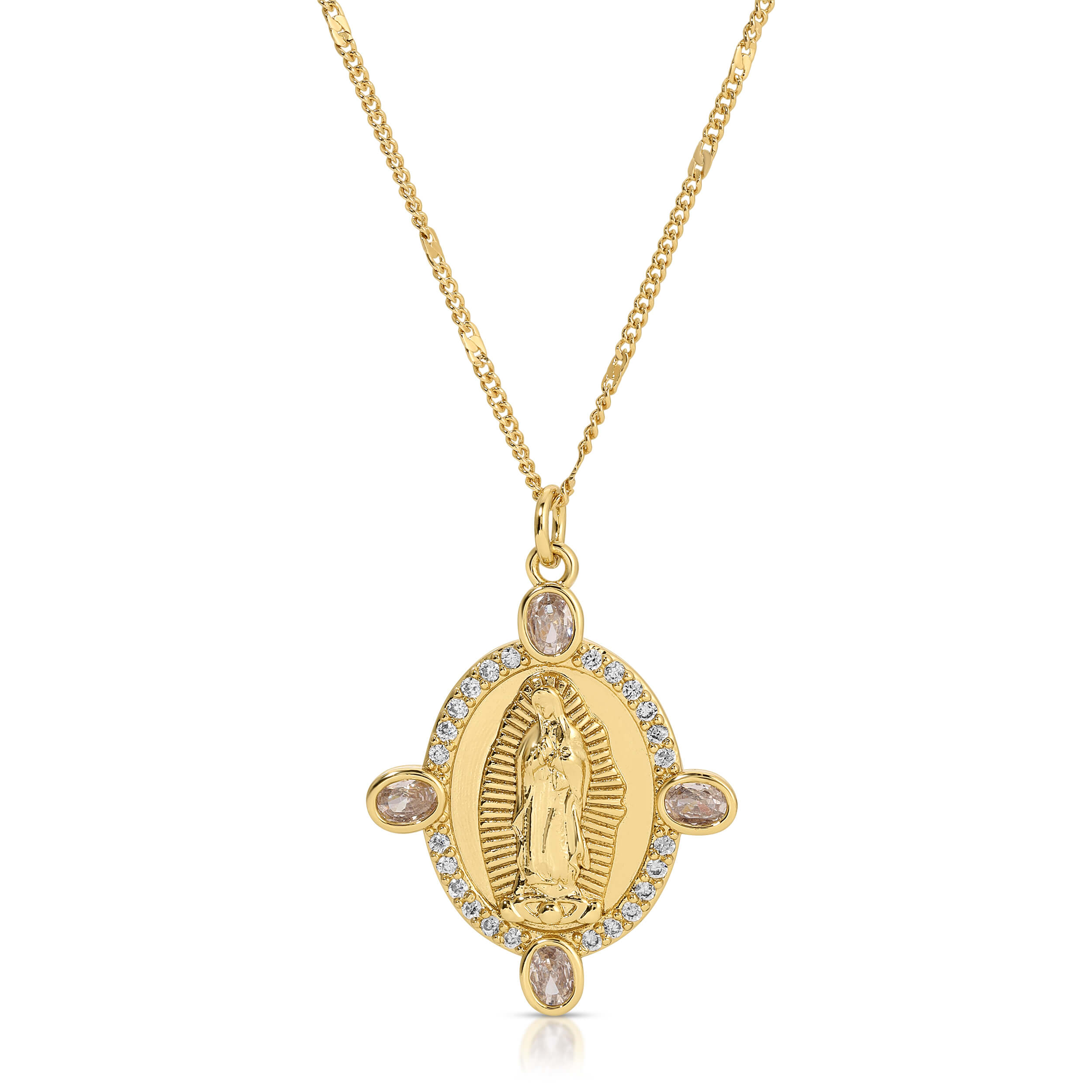 Charming Girl 14k Gold Our Lady of Guadalupe Pendant Necklace