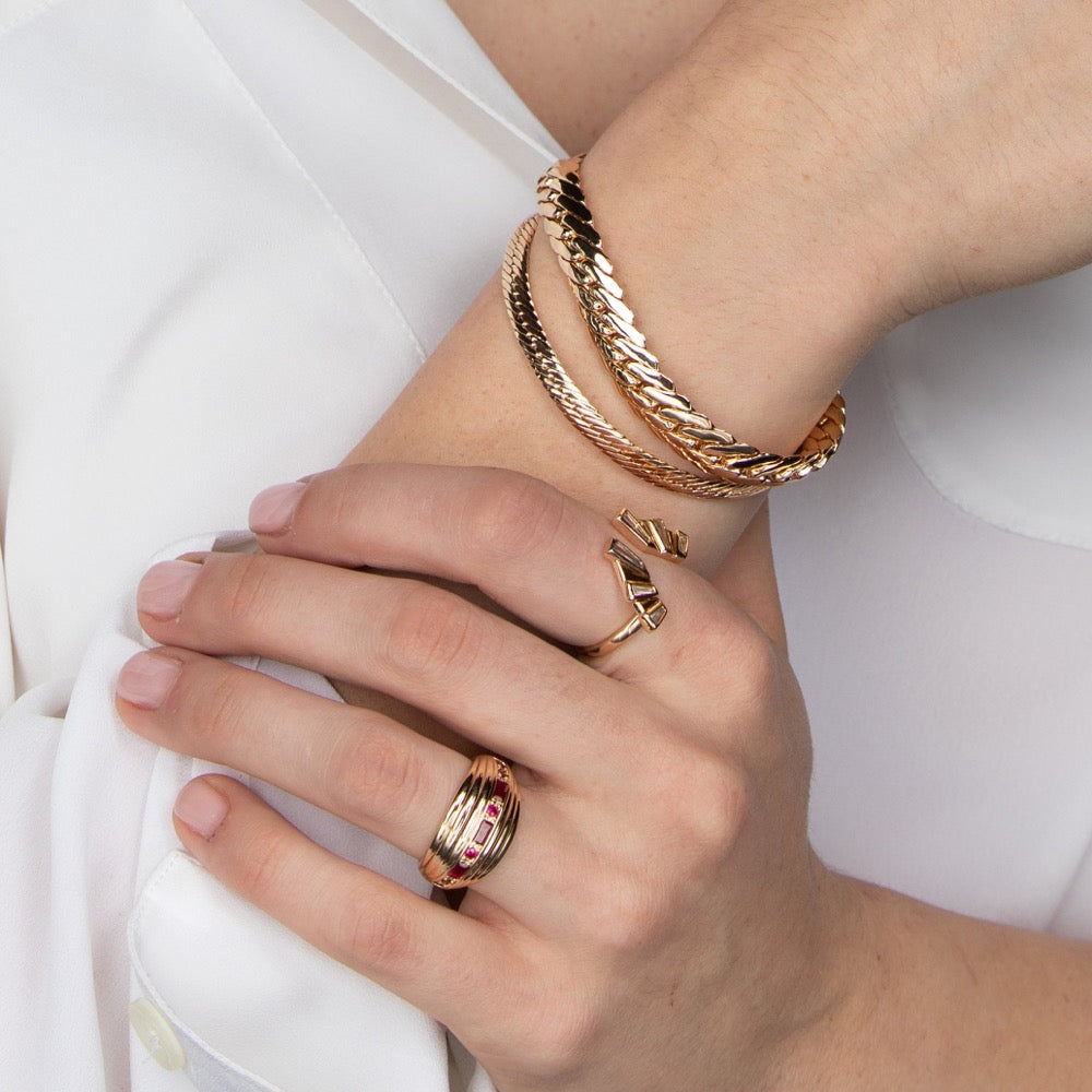 Large Herringbone Gold Bracelet
