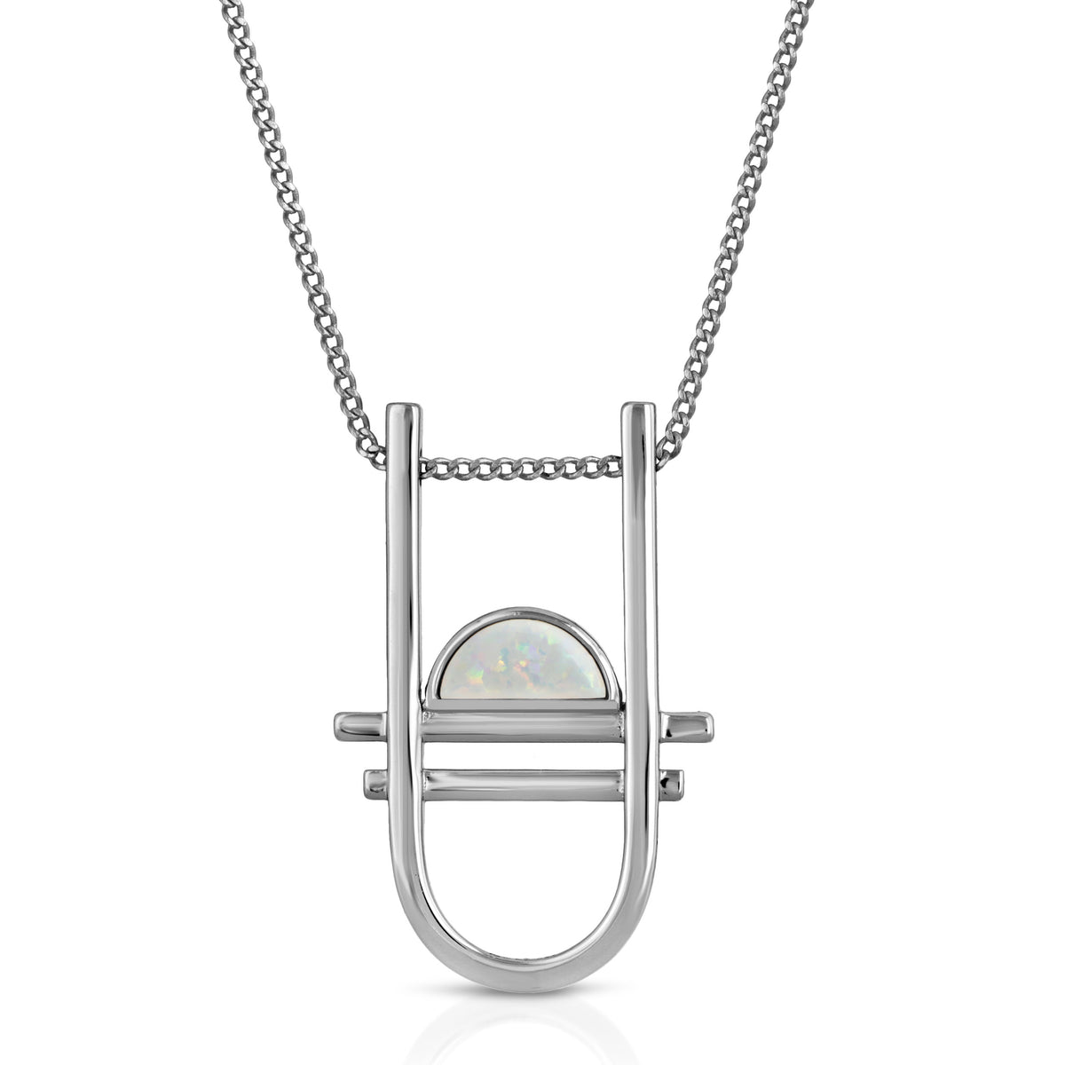 Carlyle Pendant- Opal/Rhodium